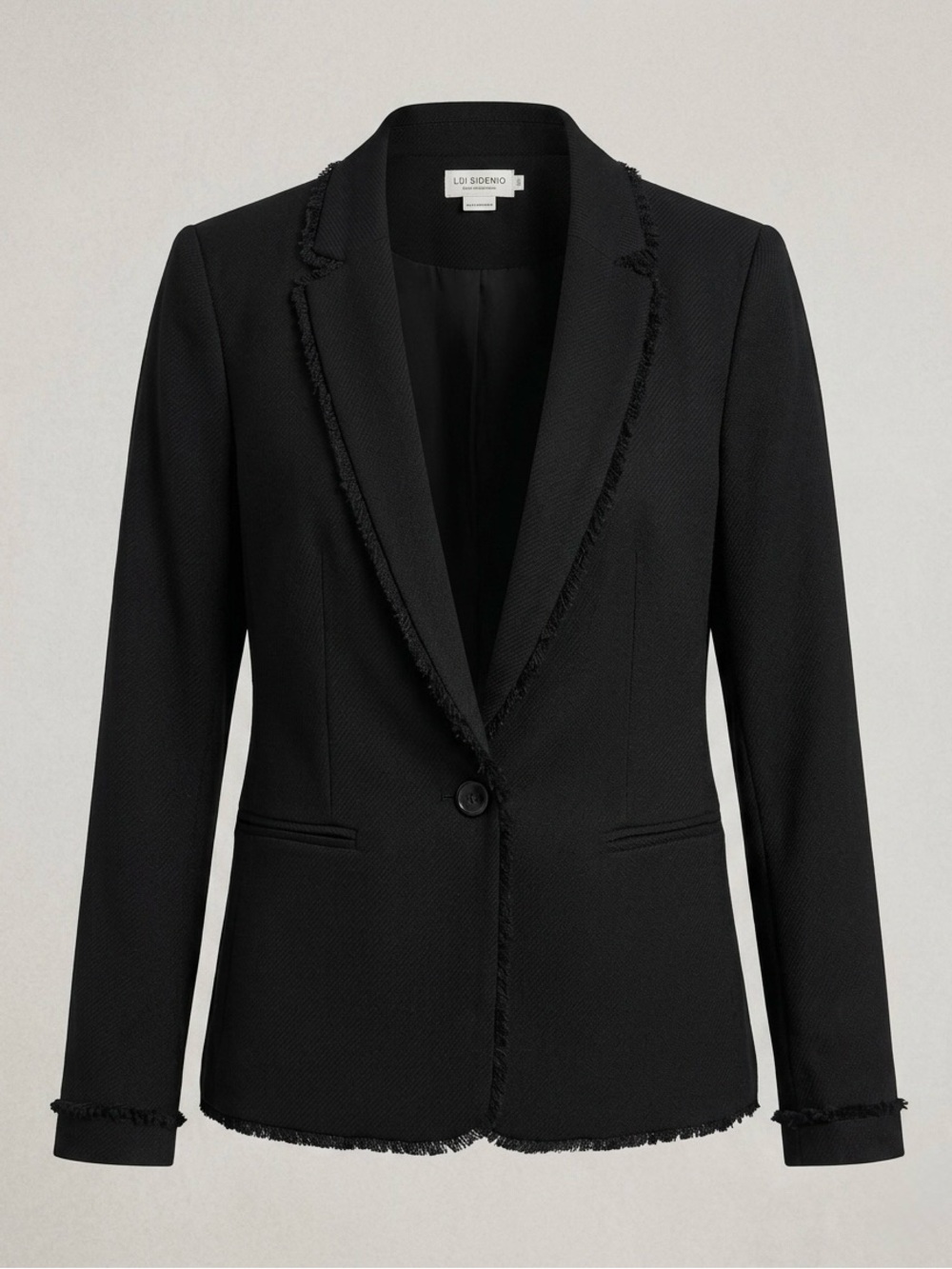 Lili Sidonio x Molly Bracken Single-Button Fringe Edge Black Blazer Size Large